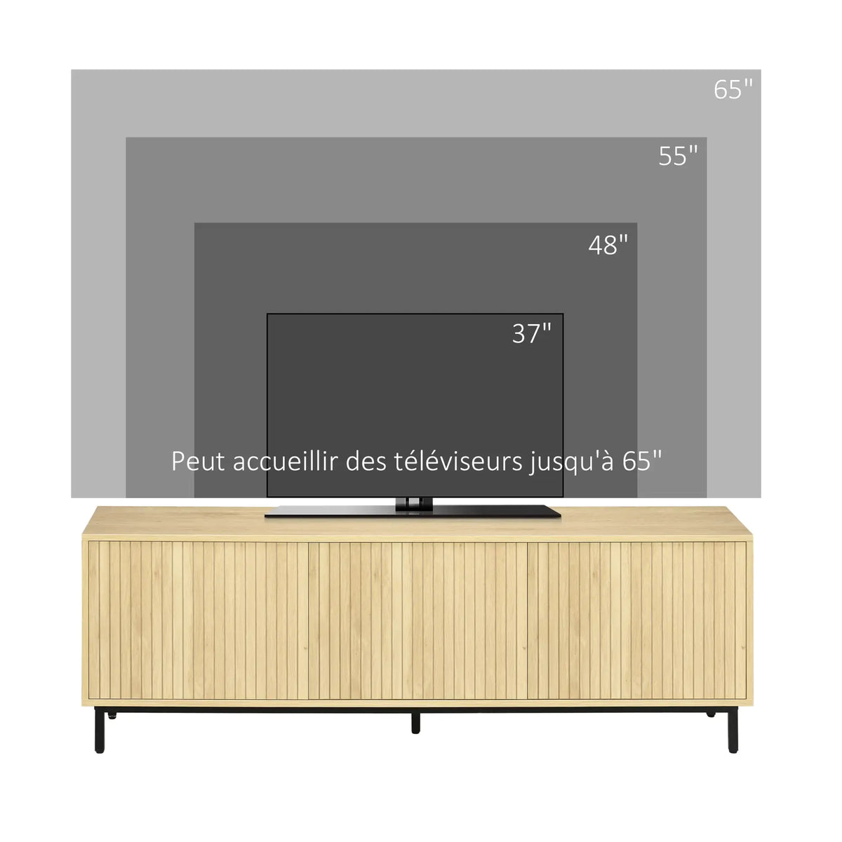 Movany Stria – Meuble TV design bois clair, façades rainurées